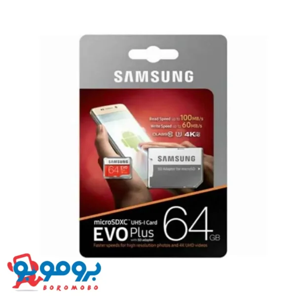 کارت حافظه microSDXC سامسونگ مدل EVO Plus کلاس 10 استاندارد UHS-I U3 سرعت 100MBps | ظرفیت 64 گیگابایت