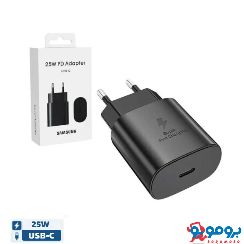 شارژر 25 وات سامسونگ مدل 25W EP-TA800 | دو پین | گارانتی مادام العمر شرکتی | ساخت ویتنام