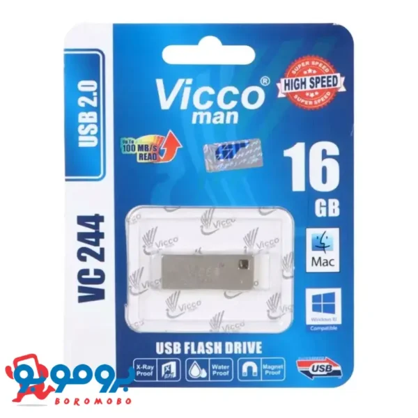 فلش مموری ویکومن 16 گیگابایت مدل VC244 | رابط USB ۲.۰ با بهترین کیفیت و گارانتی مادام‌العمر