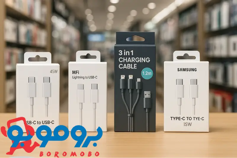 خرید عمده کابل شارژر موبایل با انواع USB، Type-C و Lightning برای فروشگاه‌ها
