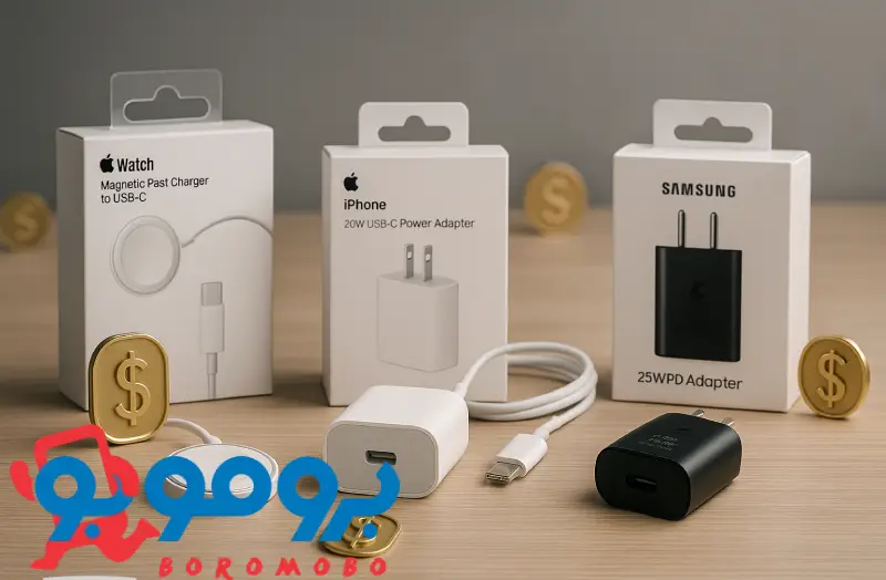 قیمت شارژرهای فست اپل واچ، آیفون و سامسونگ با توجه به توان، استاندارد فنی، کیفیت قطعات و گارانتی متغیر است.